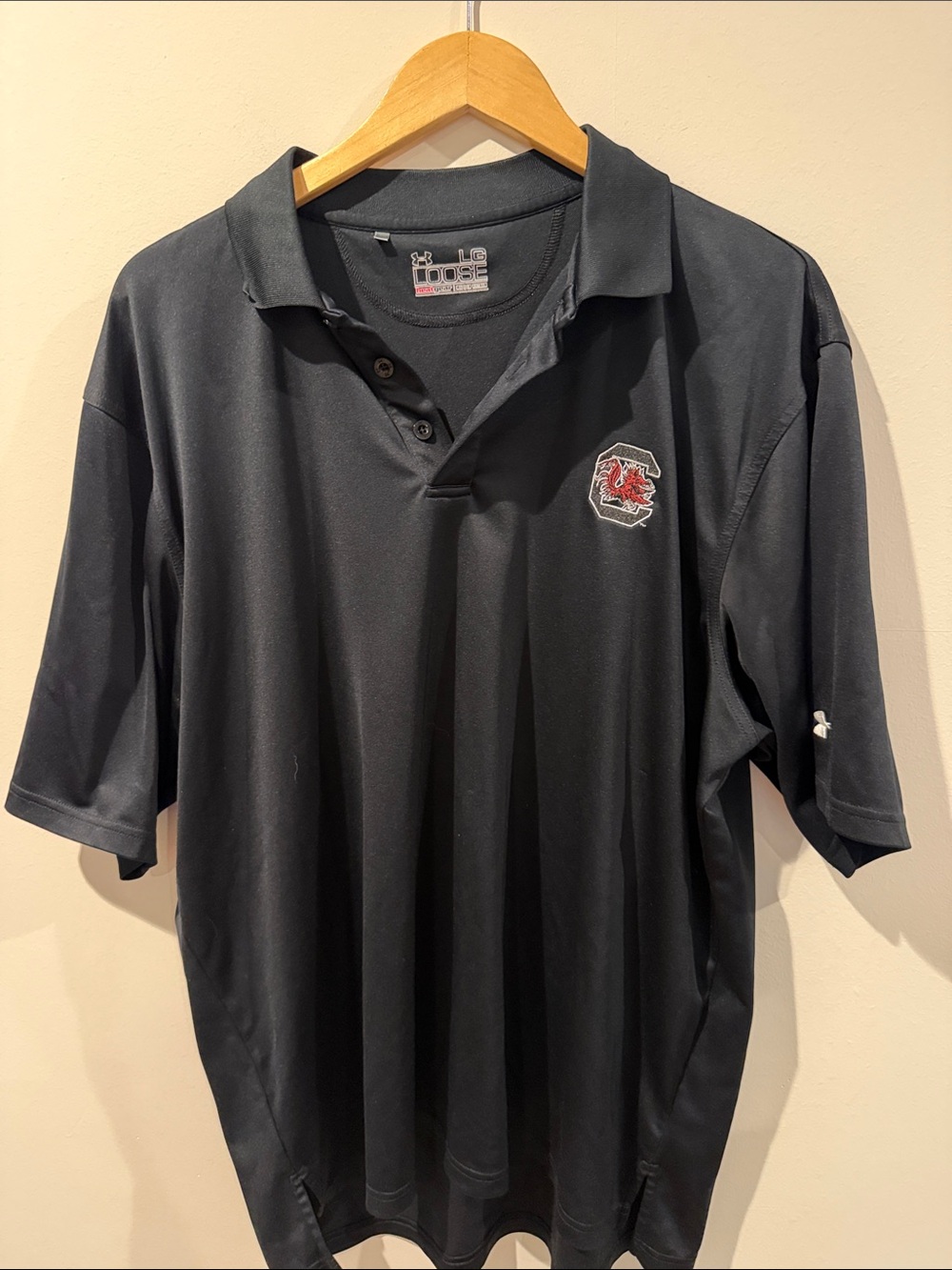 South Carolina Gamecocks Under Armour Black Men's Polo with Embroidered Logo